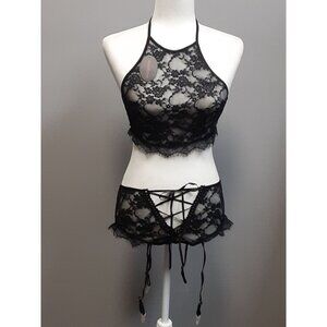 Avid Love Lace Bra Panty Set NEW Size S Black